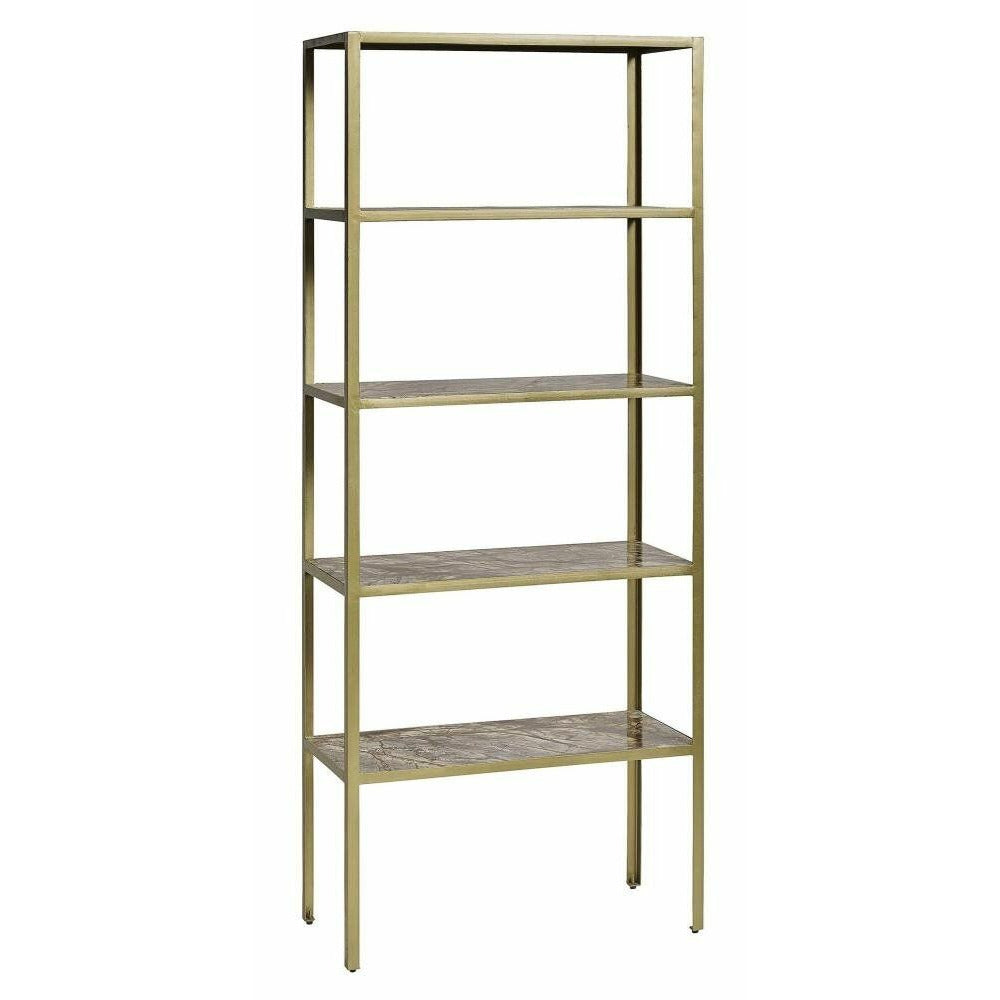 Nordal JUNGLE bookcase with marble shelves - 180x75 - antique gold