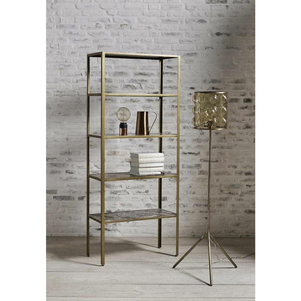 Nordal JUNGLE bookcase with marble shelves - 180x75 - antique gold