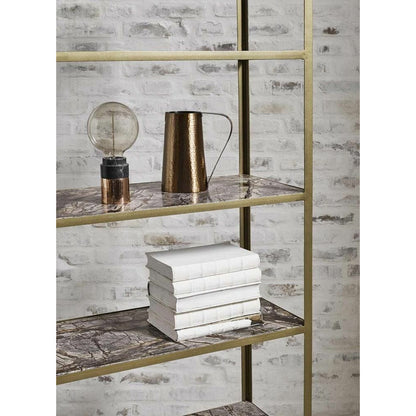 Nordal JUNGLE bookcase with marble shelves - 180x75 - antique gold