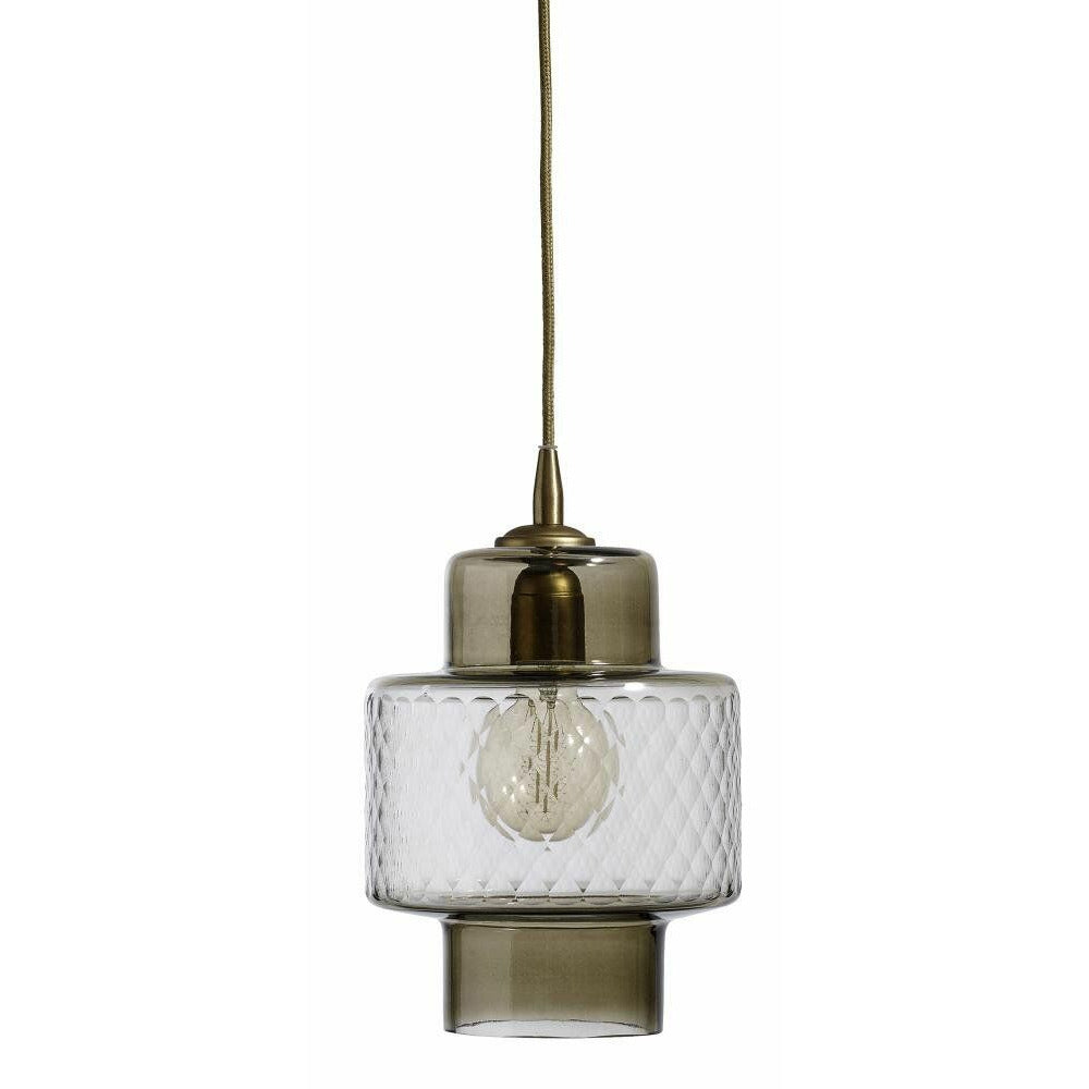 Nordal Pendant in cut glass - h30 cm - smoked/clear glass