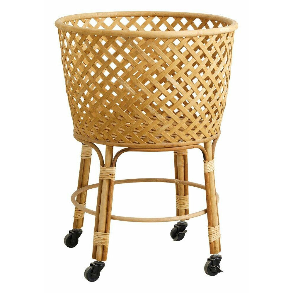 Nordal ARVI round basket with wheels - h79 cm - nature