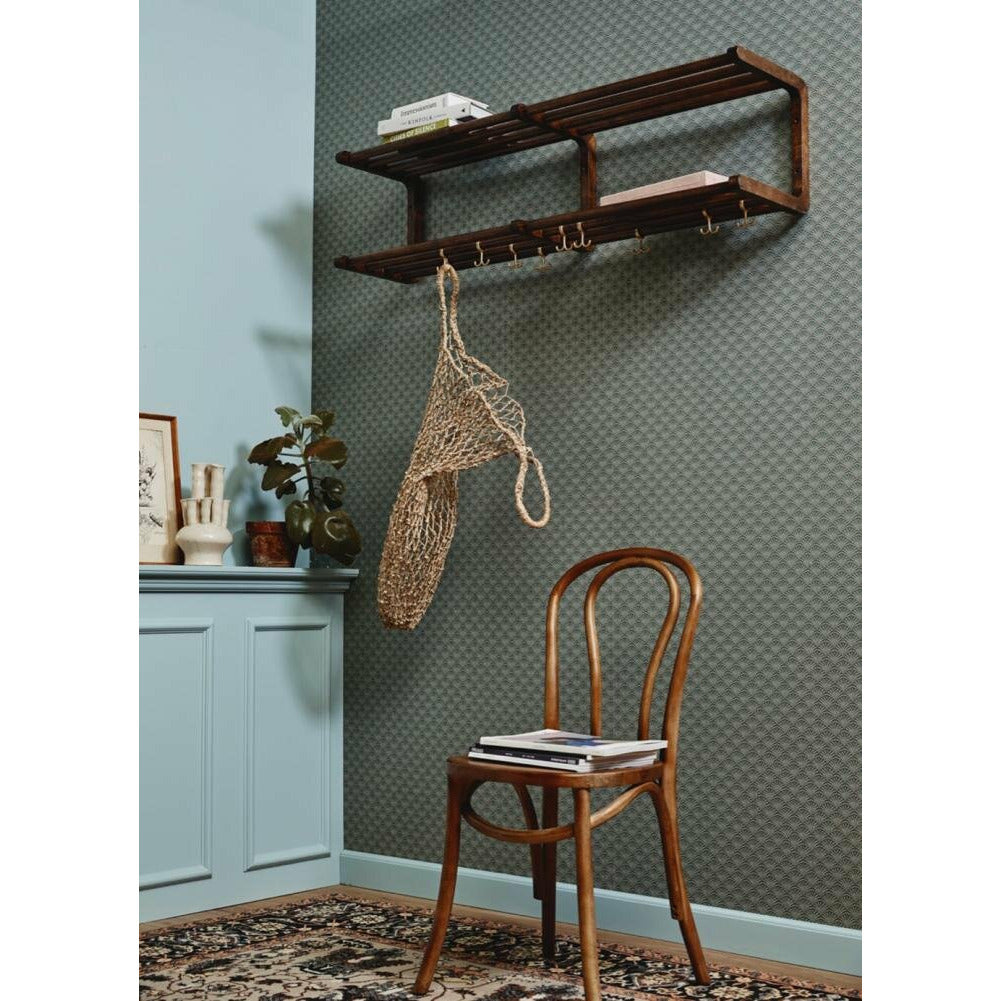Nordal MAU wooden shelf with hooks / shoe rack - L120 cm - natural