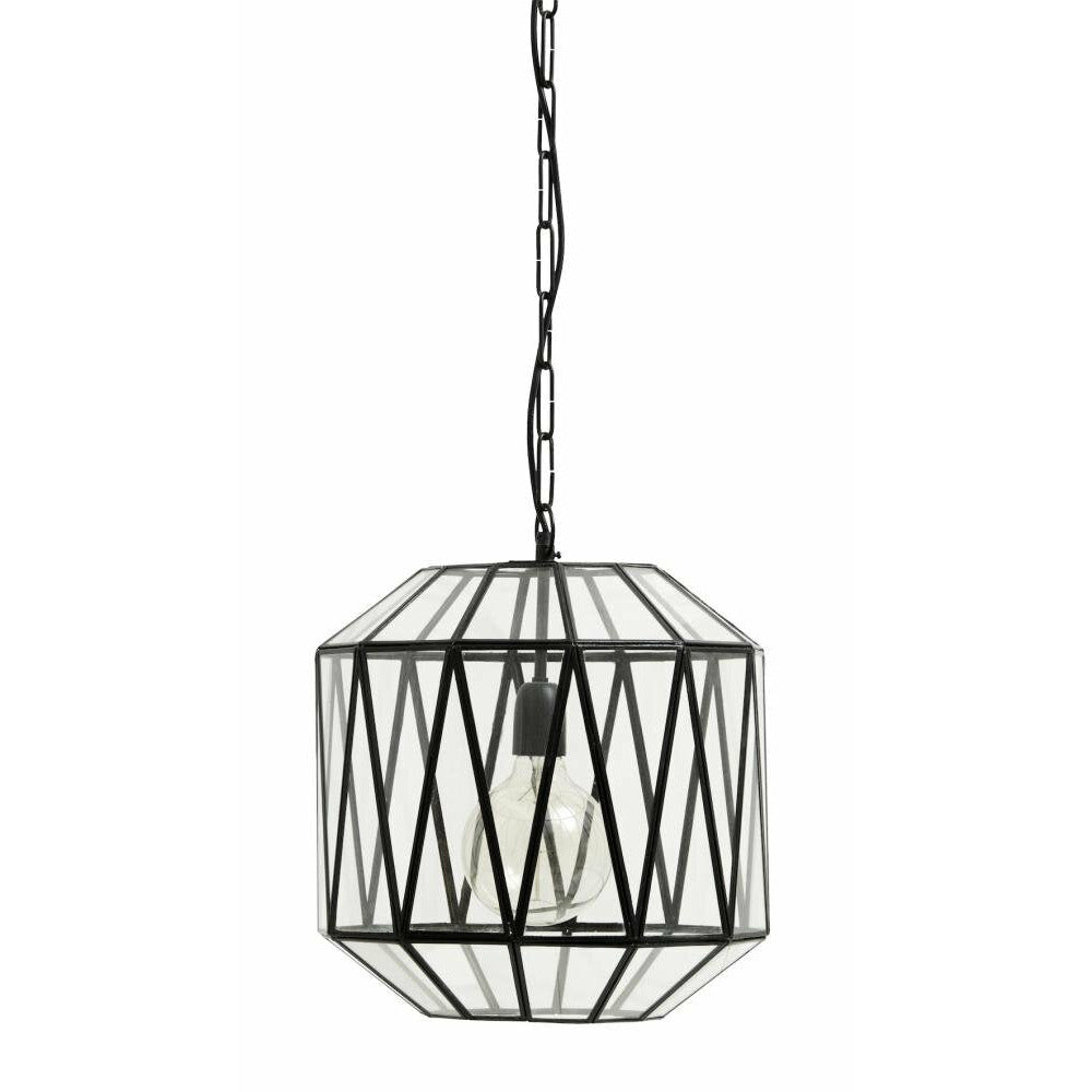 Nordal ATE pendant in iron and glass - ø35 cm - clear glass/black