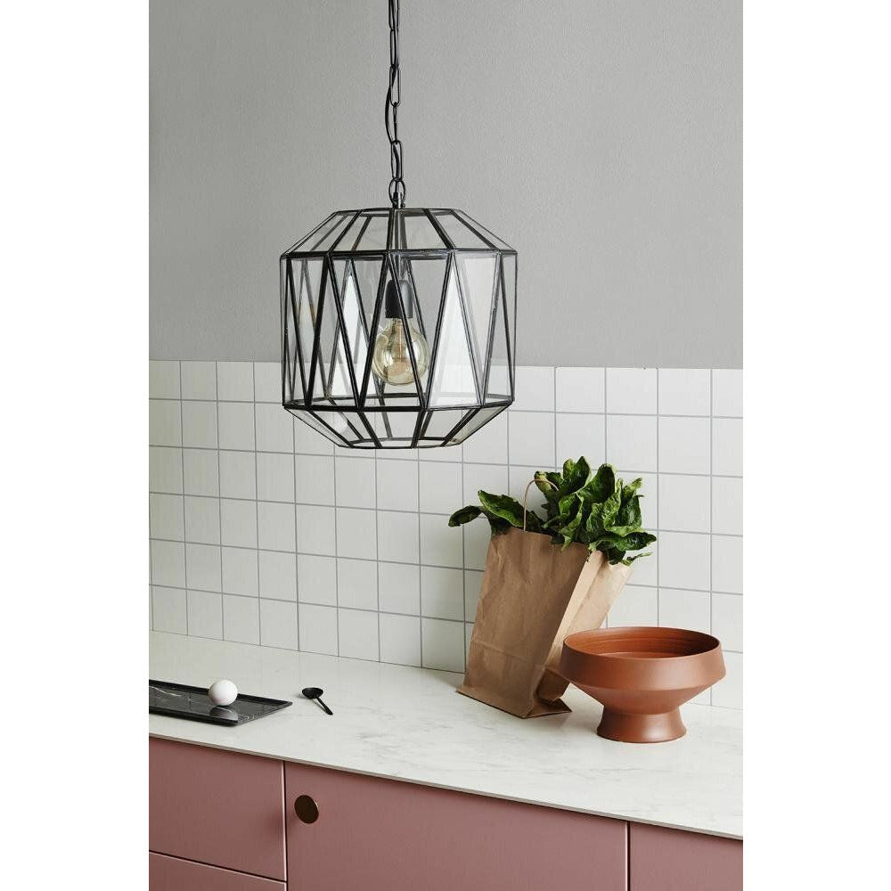 Nordal ATE pendant in iron and glass - ø35 cm - clear glass/black
