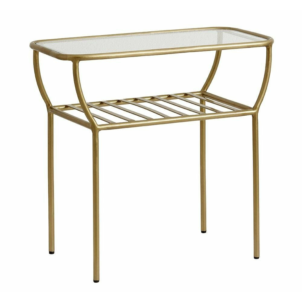 Nordal CHIC side table / bedside table in iron with glass - 50x25 cm - gold