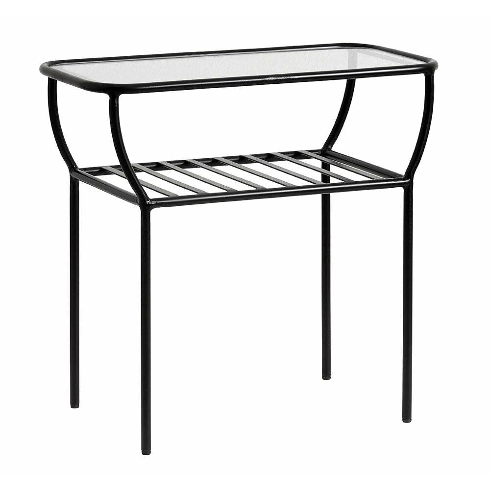 Nordal CHIC side table / bedside table in iron with glass - 50x25 cm - black