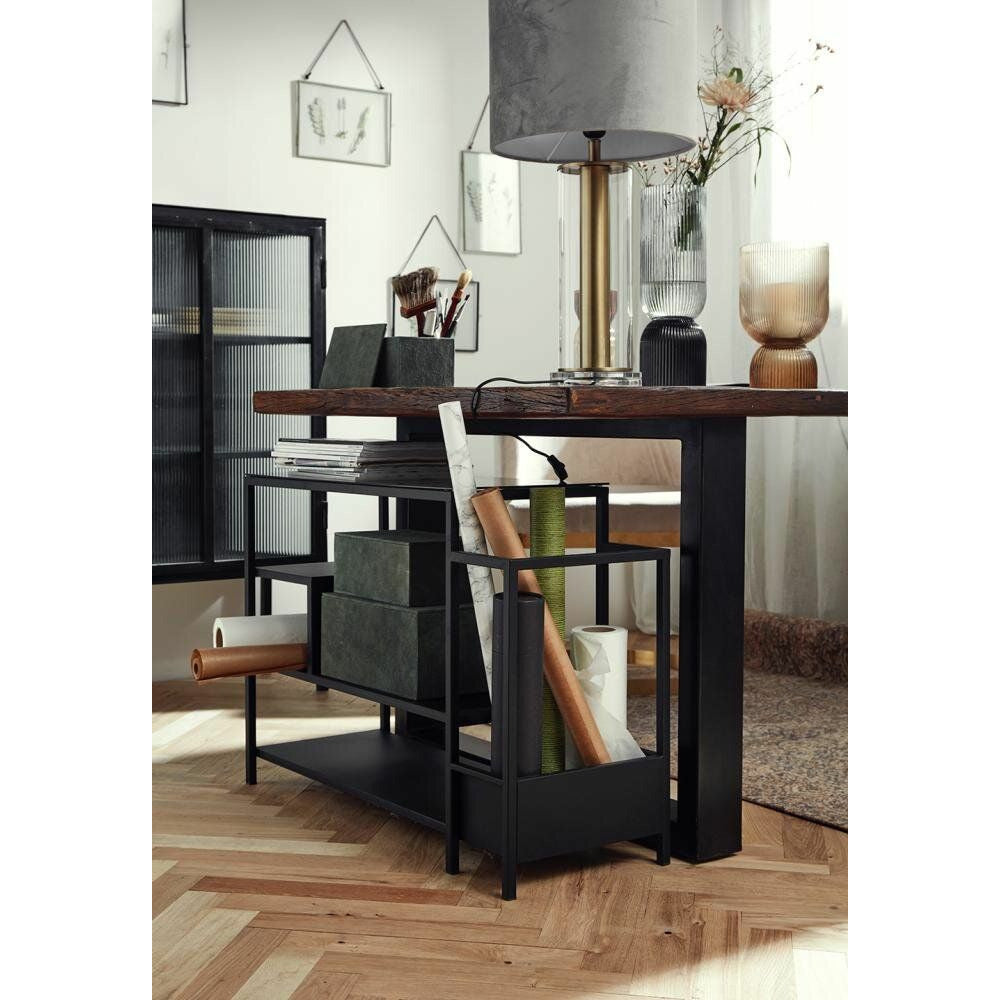 Nordal Chest of drawers in iron with glass top - 59x85 cm - black