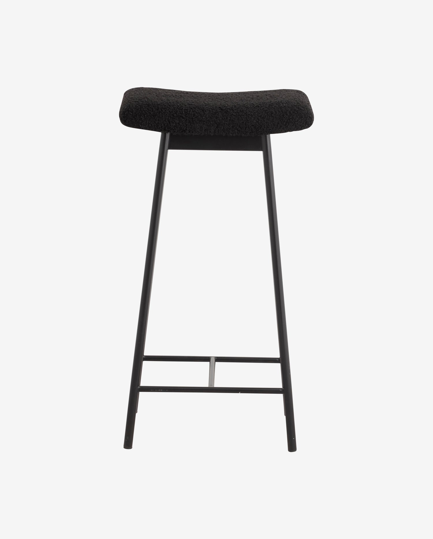 Zala bar stool with imitation lambskin - black
