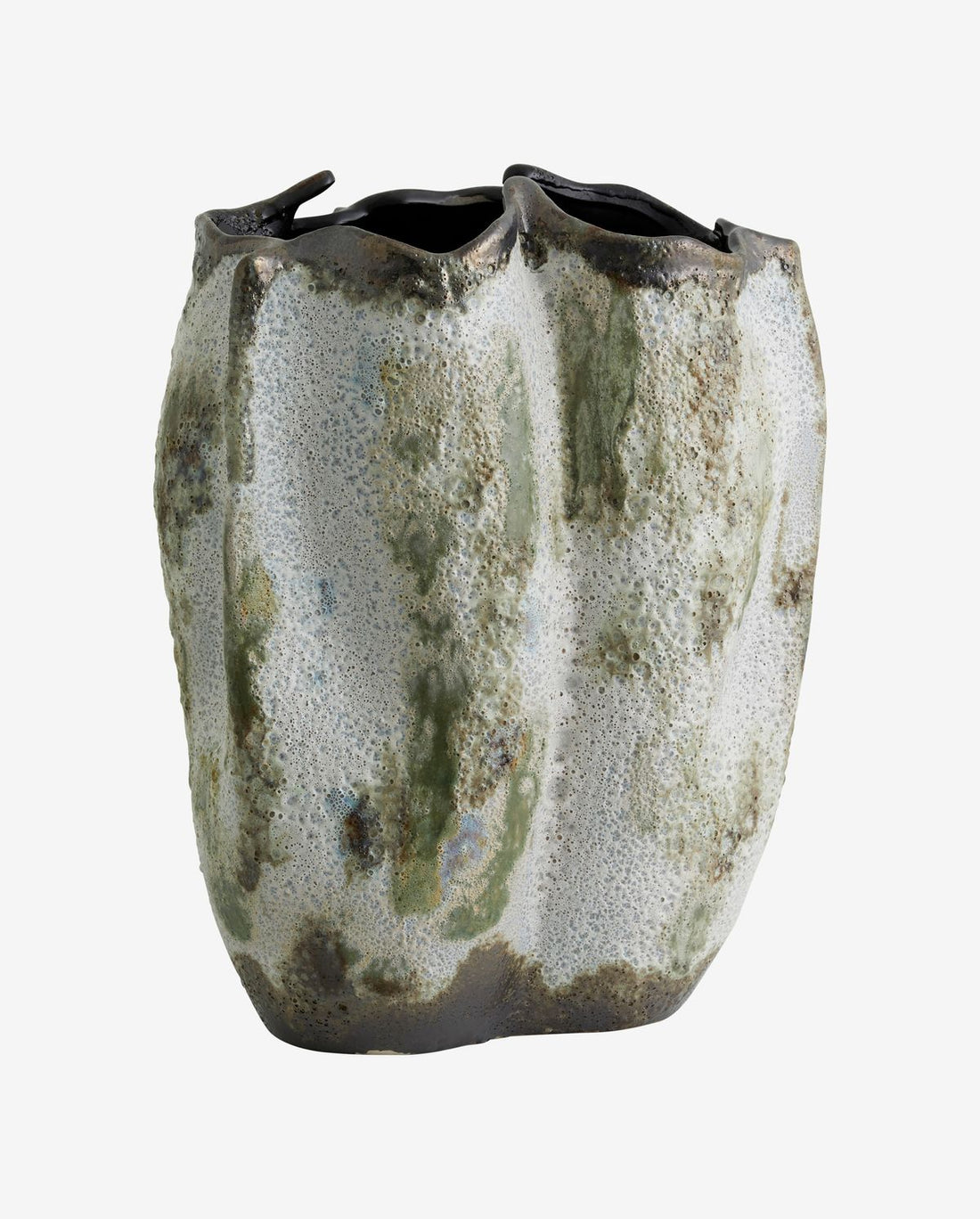 Henry Vase in Ceramics H35 cm - Brown/White/Green