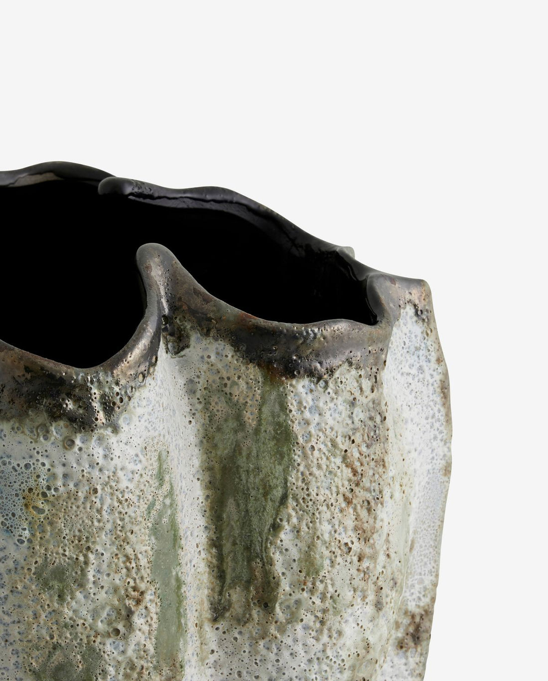 Henry Vase in Ceramics H35 cm - Brown/White/Green