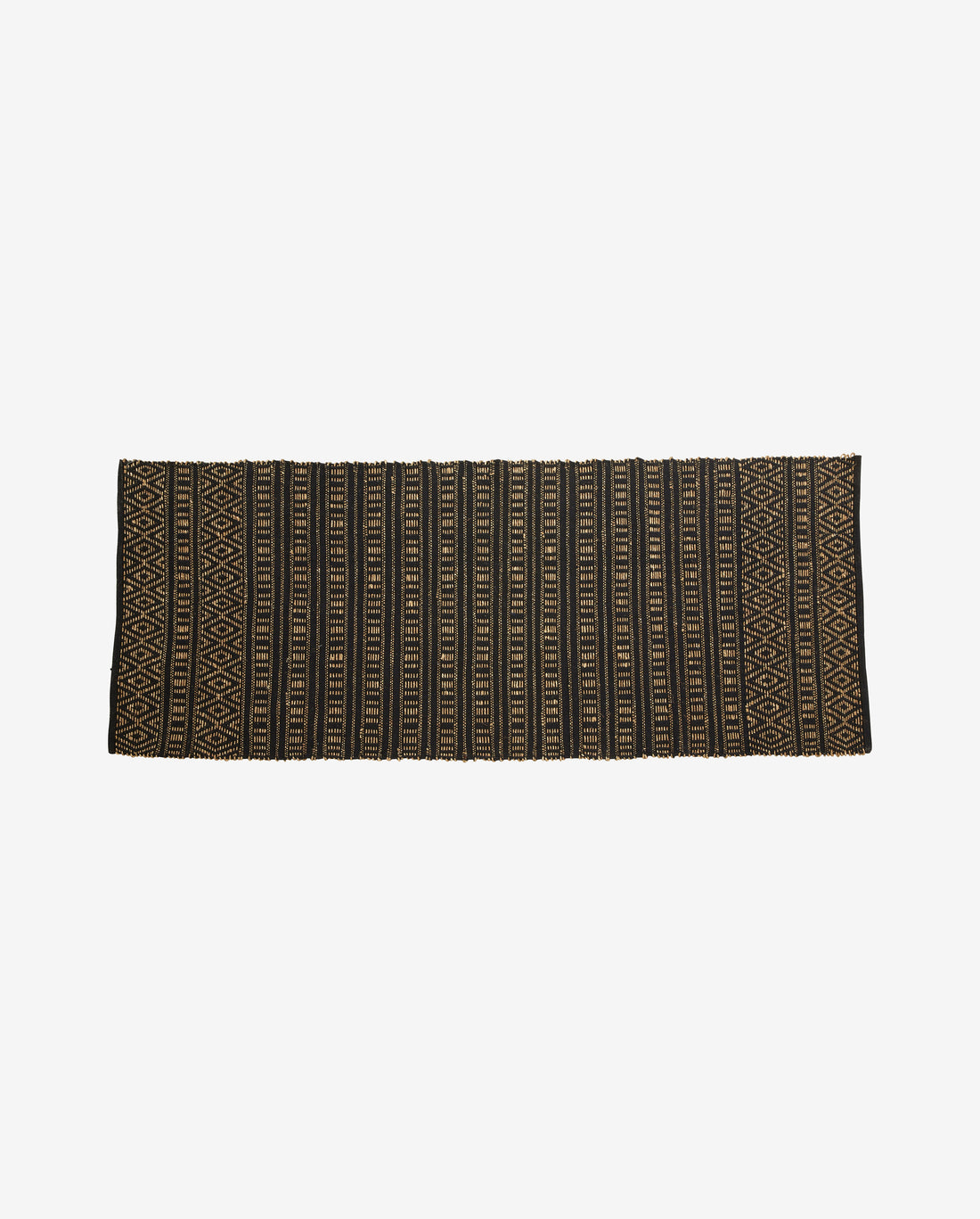 Farah blanket in cotton and seagrass 250x100 cm - black/nature
