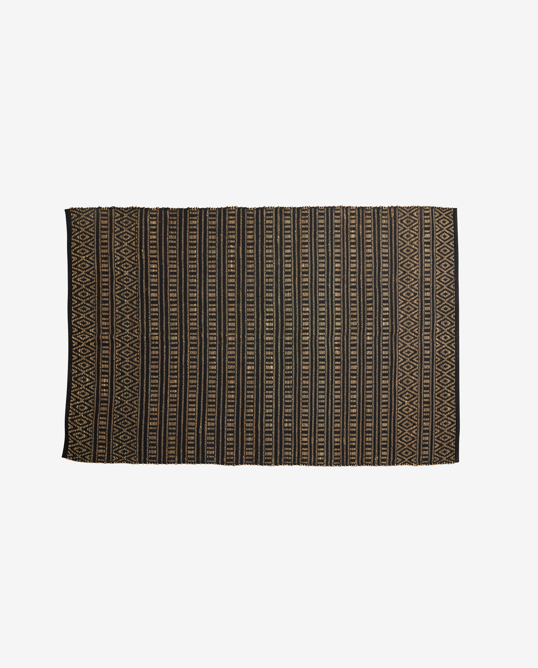 Farah blanket in cotton and seagrass 240x160 cm - black/nature