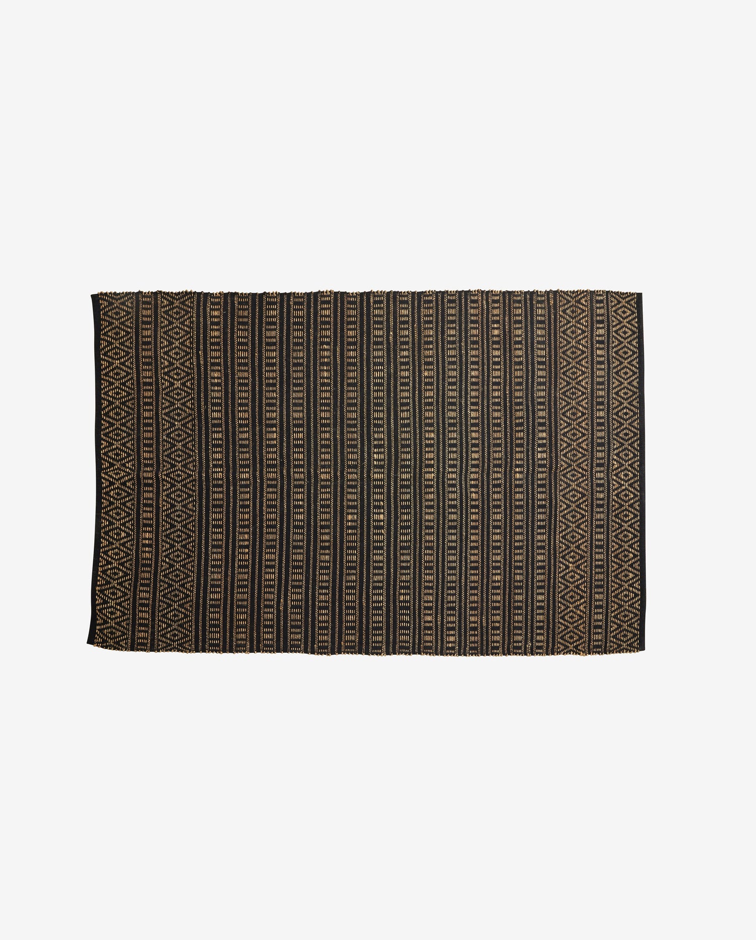 Farah blanket in cotton and seagrass 240x160 cm - black/nature