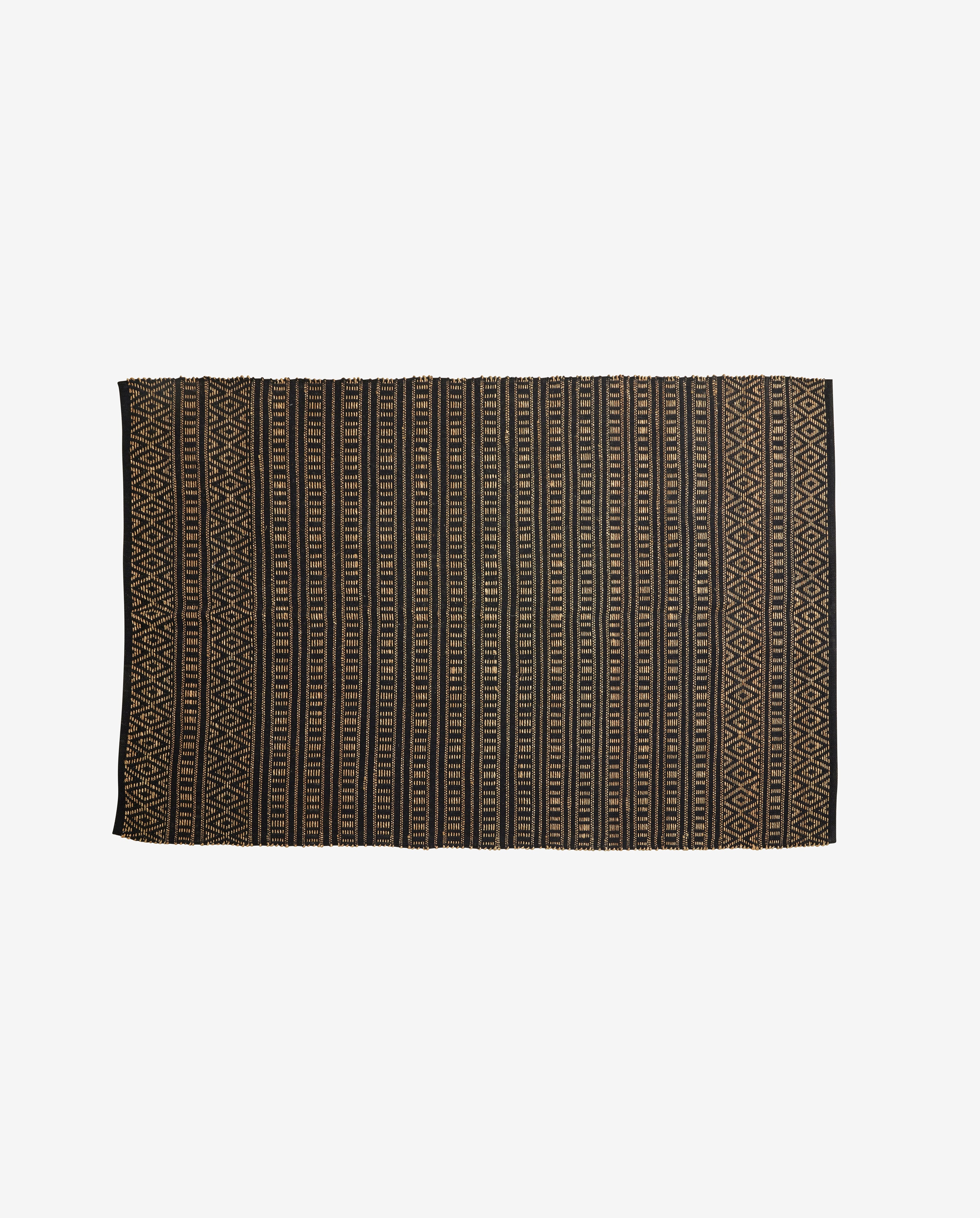 Farah blanket in cotton and seagrass 240x160 cm - black/nature