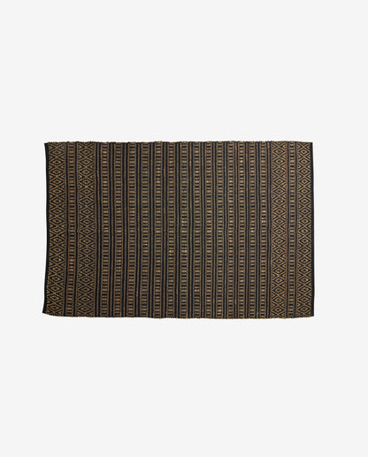 Farah blanket in cotton and seagrass 240x160 cm - black/nature