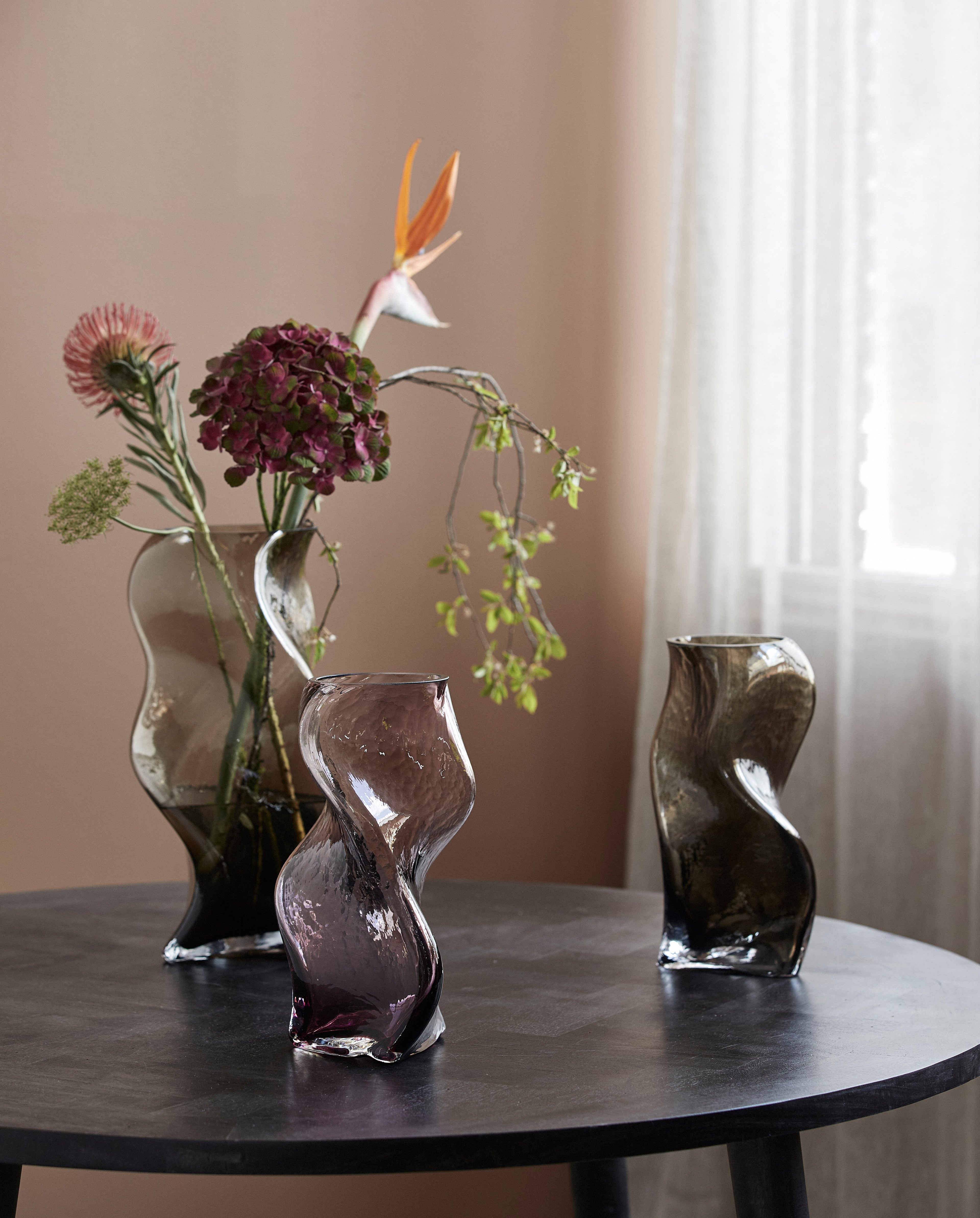 Sable vase in glass H30 cm - purple