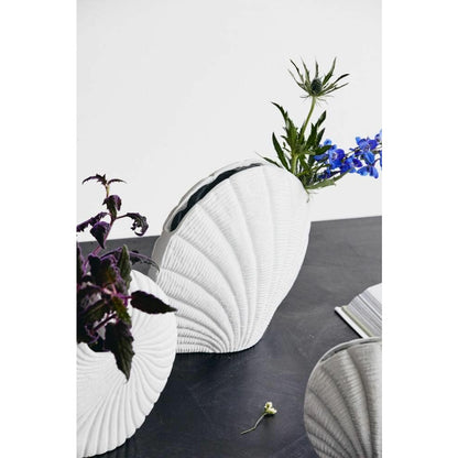 Nordal KAPITI flower vase - seashell - large - h25 cm - white