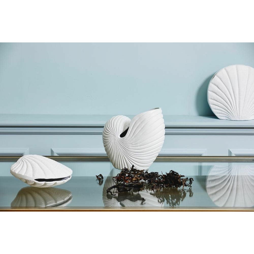 Nordal KAPITI flower vase - seashell - large - h25 cm - white