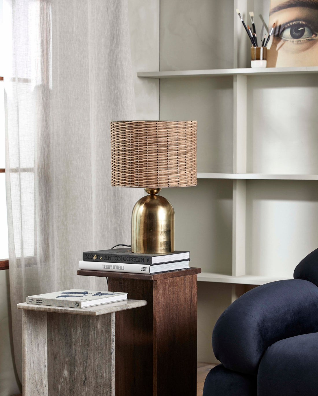 Basti Table lamp - H51 cm - Nature/brass