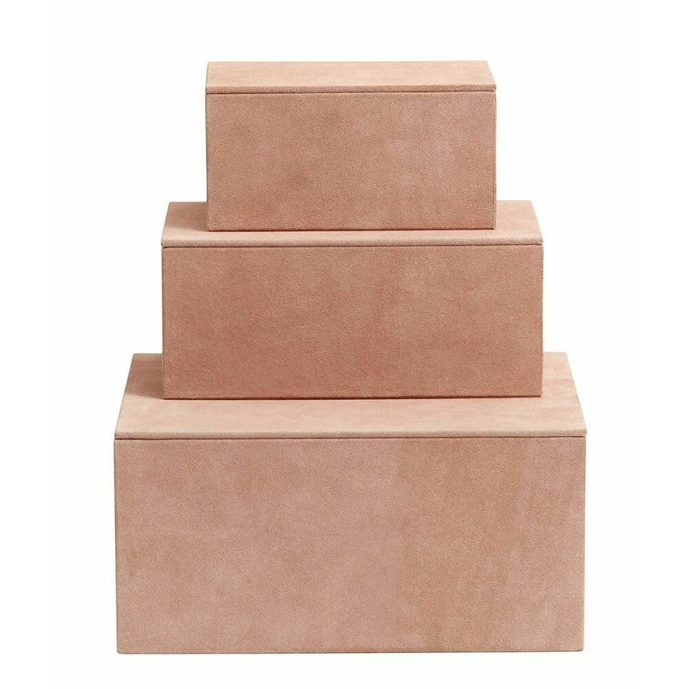 Nordal Storage boxes in suede - 3 pcs - 25x30 cm - pink