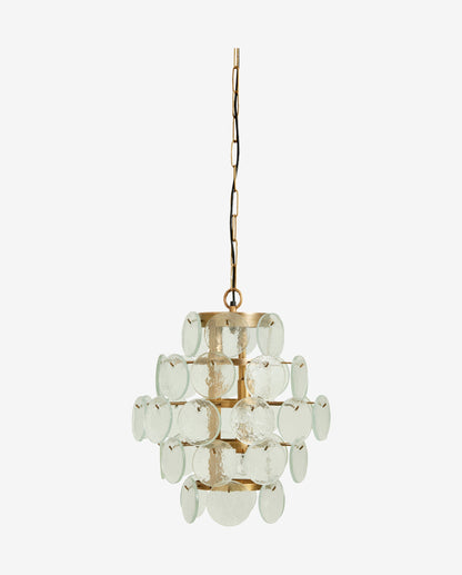 Pendant in golden iron and clear glass - H50 cm