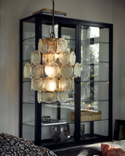 Pendant in golden iron and clear glass - H50 cm