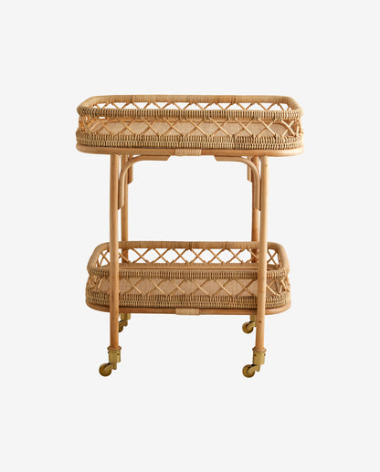 LIRI ROLLING TABLE IN RATTAN - 62x42 cm - Nature