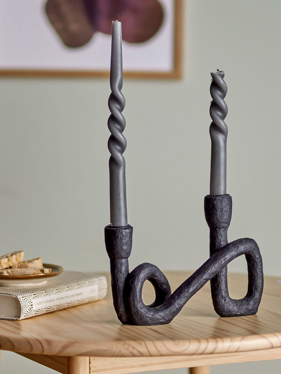 Bloomingville Mashel Candlestick, Black, Polyresin