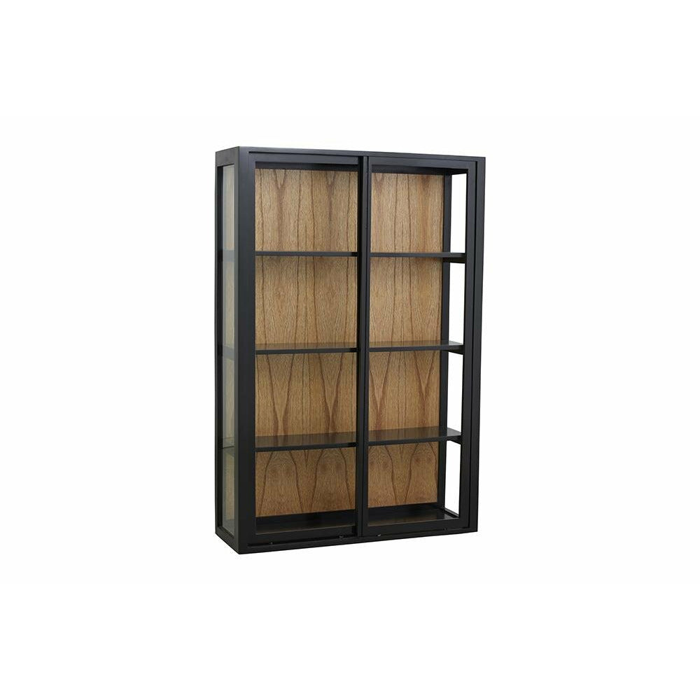 Nordal BEI wall cabinet in wood with sliding doors - 122x82 - black/nature