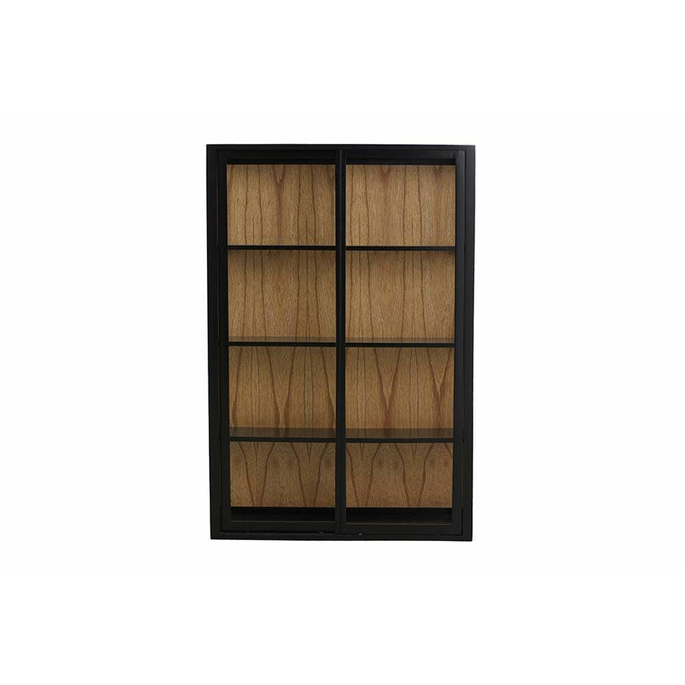 Nordal BEI wall cabinet in wood with sliding doors - 122x82 - black/nature