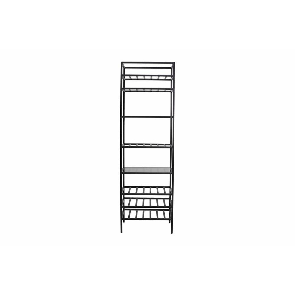 Nordal BEAS high wine rack in iron w/shelves - 186x58 cm - black
