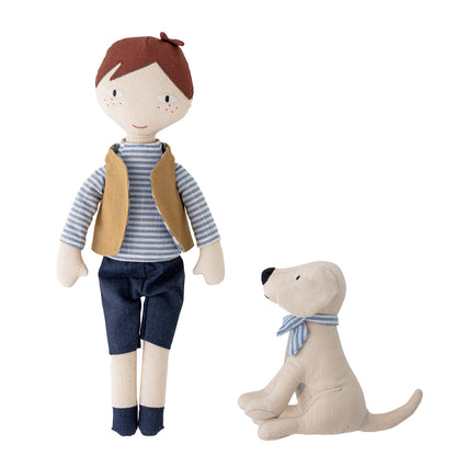 BLOOMINGVILLE MINI Hilbert Doll, Blå, Hør - L17xH37xW9 cm, Set of 2 - DesignGaragen.dk.