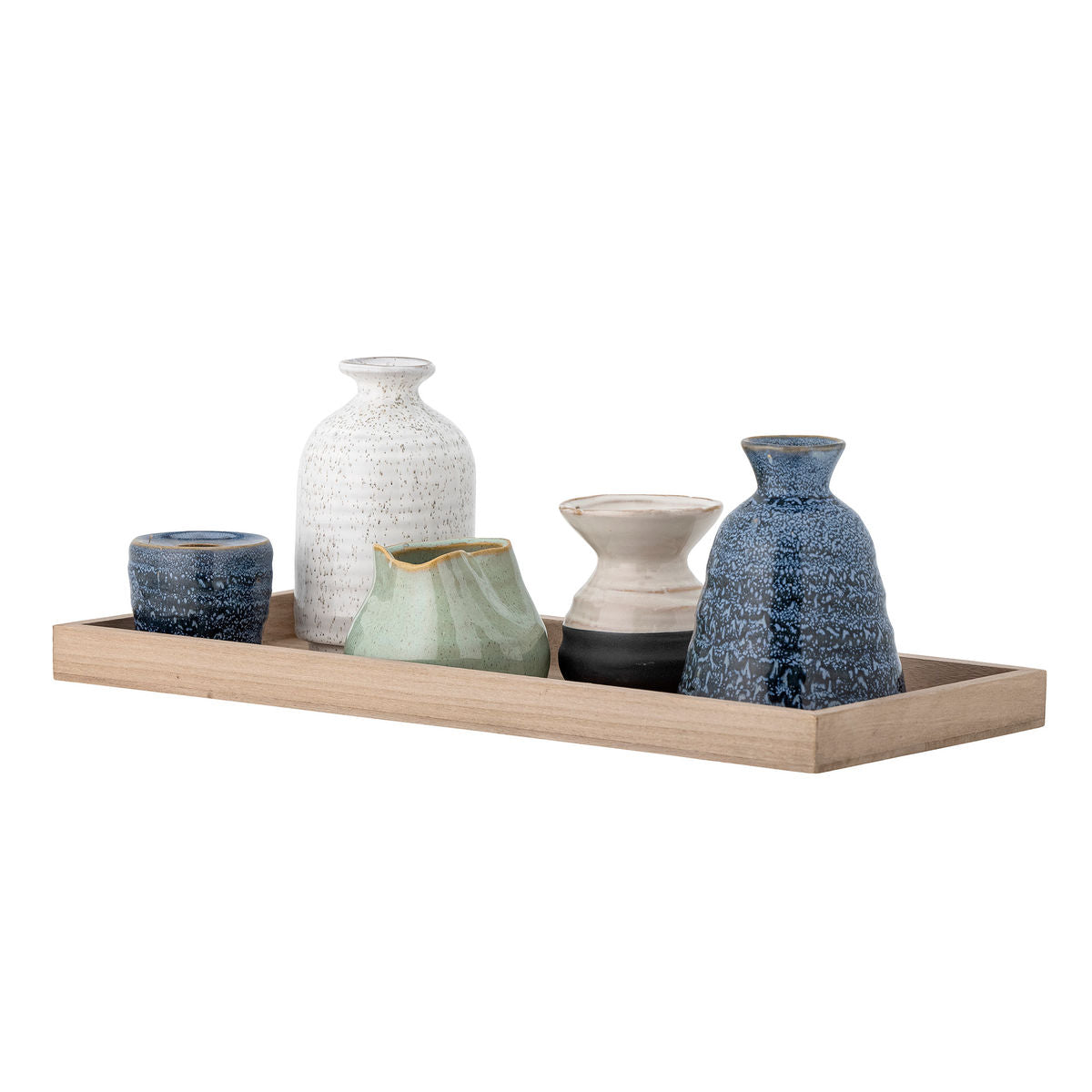 Bloomingville Longo tray w/pine -dust, blue, stoneware