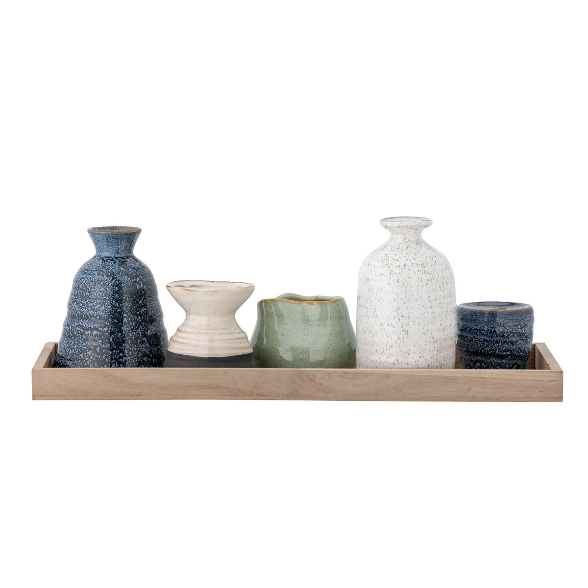 Bloomingville Longo tray w/pine -dust, blue, stoneware