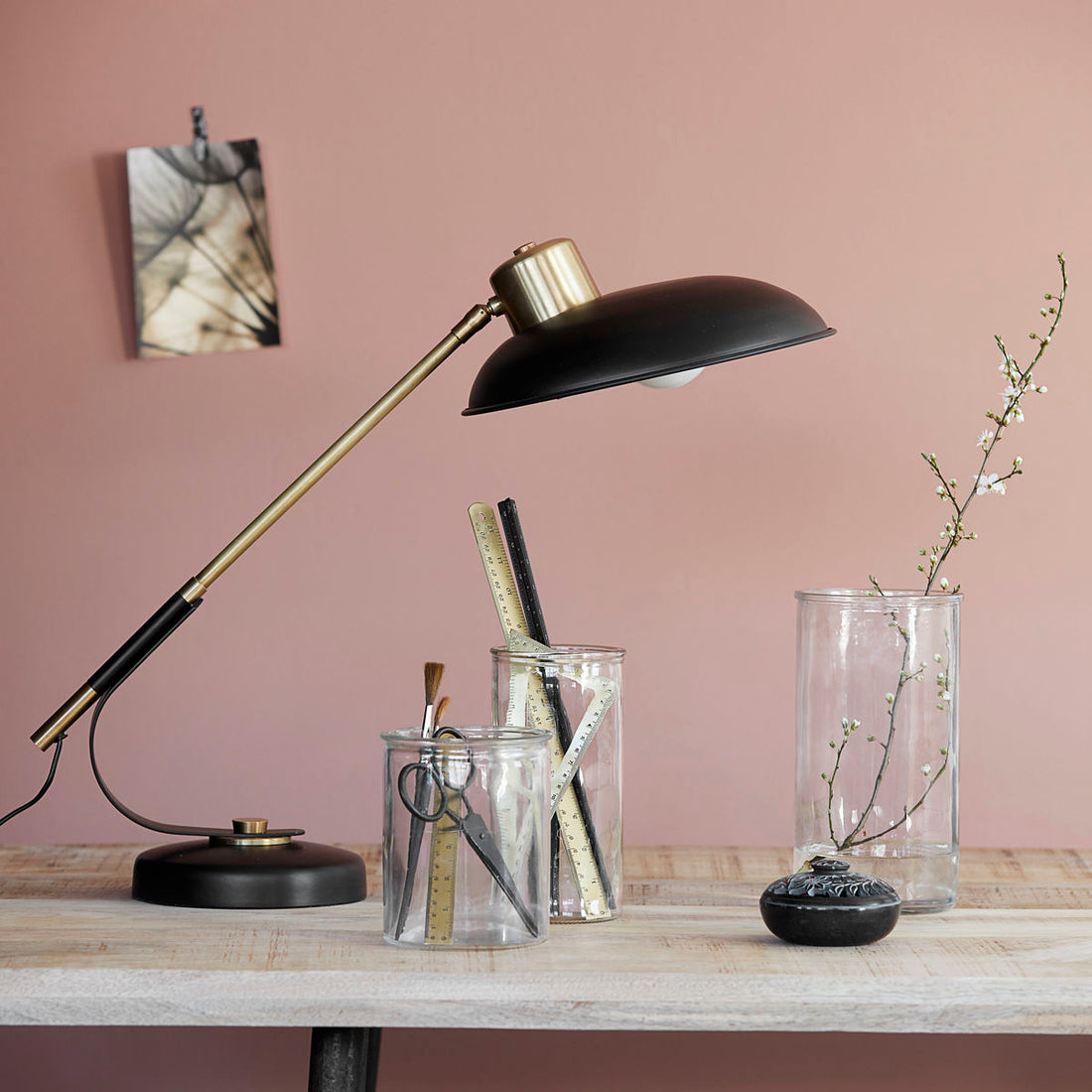 House Doctor table lamp, Art Deco, Black-L: 60 cm, H: 50 cm, DIA: 32 cm