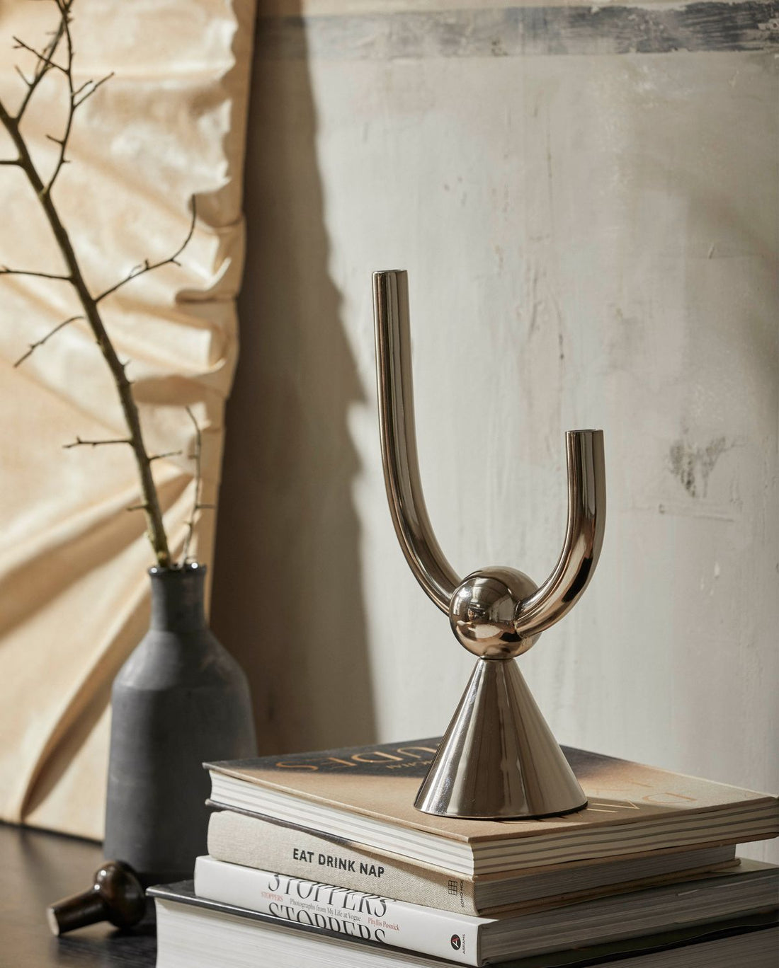 Corfu candlestick - chrome
