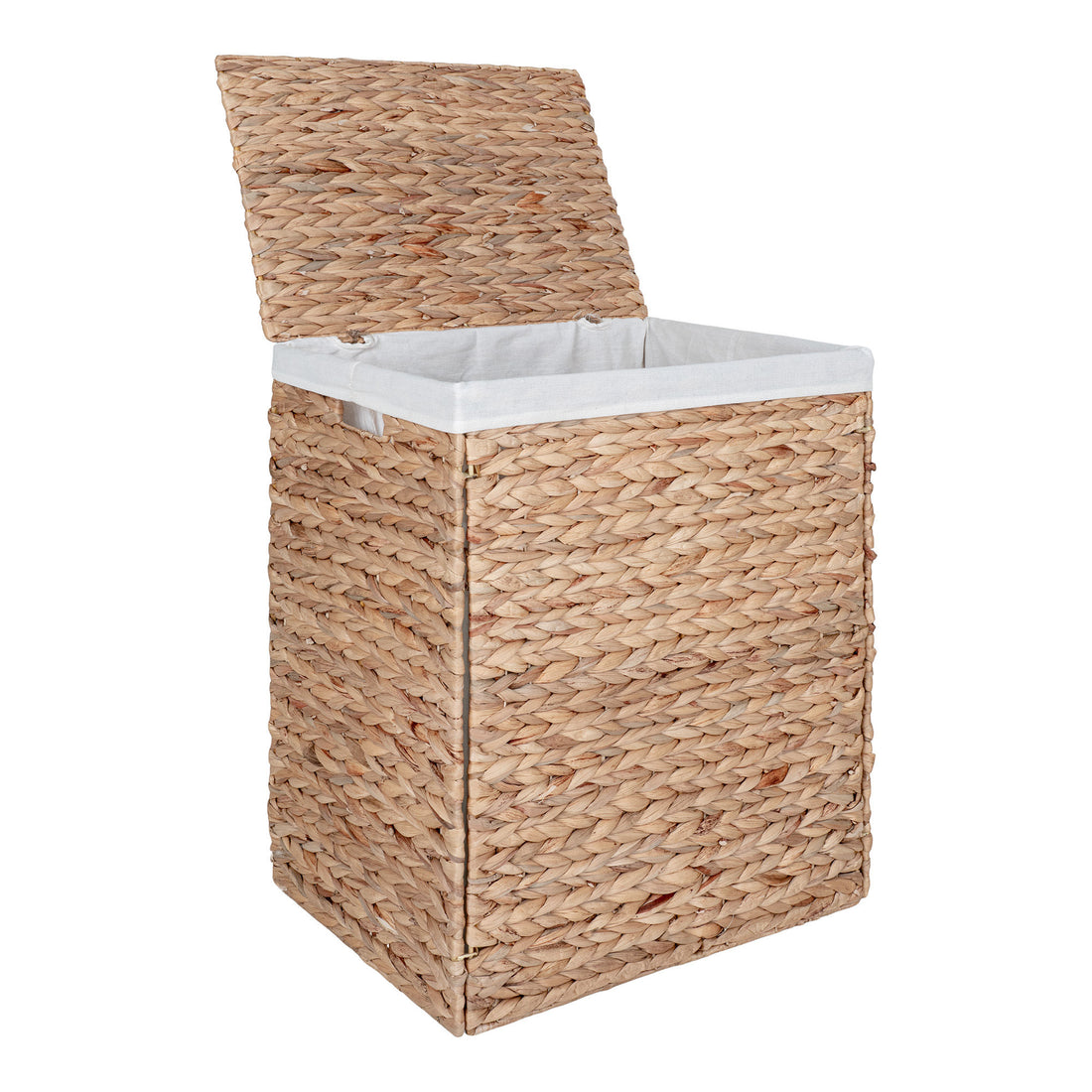 Passo laundry basket - laundry basket with lid in water hyacinth, nature, rectangular, incl inner bag, 43x32x55 cm - 1 - pcs