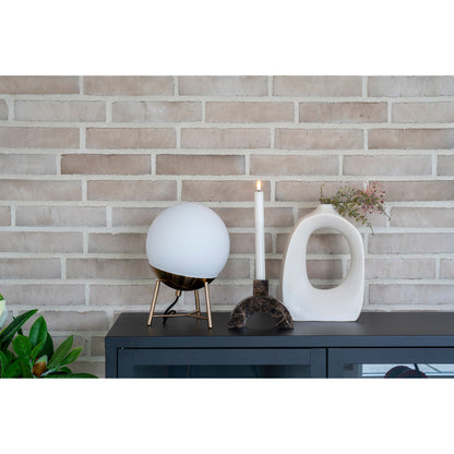 Candlestick - candlestick in marble, brown, 15x3.5x11 cm