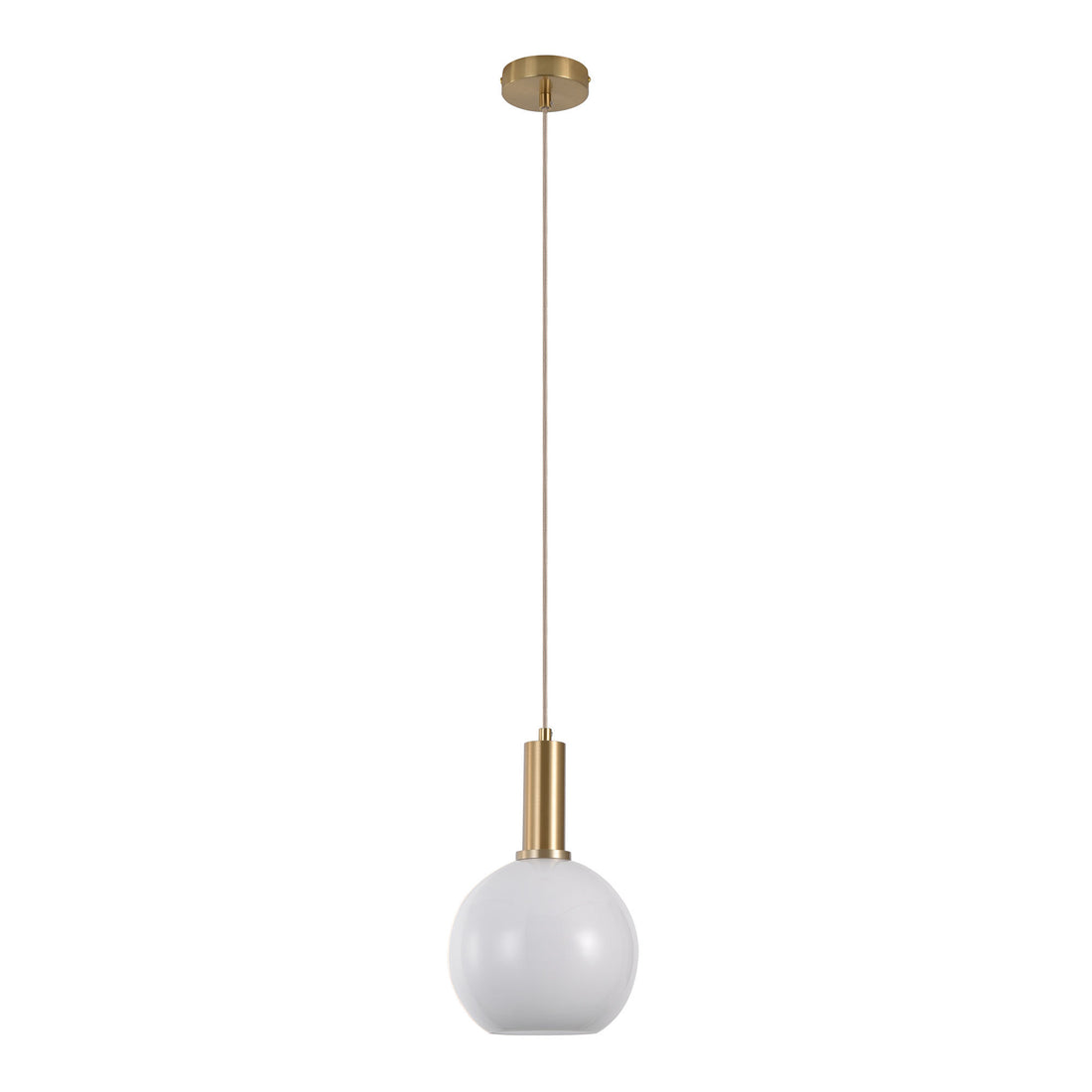 Chelsea pendant - pendant in spherical white glass and brass fitting 150 cm fabric cord bulb: E27/40W - 1 - pcs