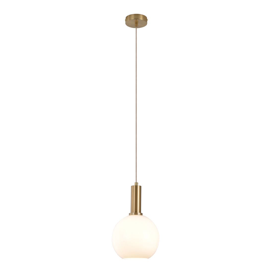 Chelsea pendant - pendant in spherical white glass and brass fitting 150 cm fabric cord bulb: E27/40W - 1 - pcs