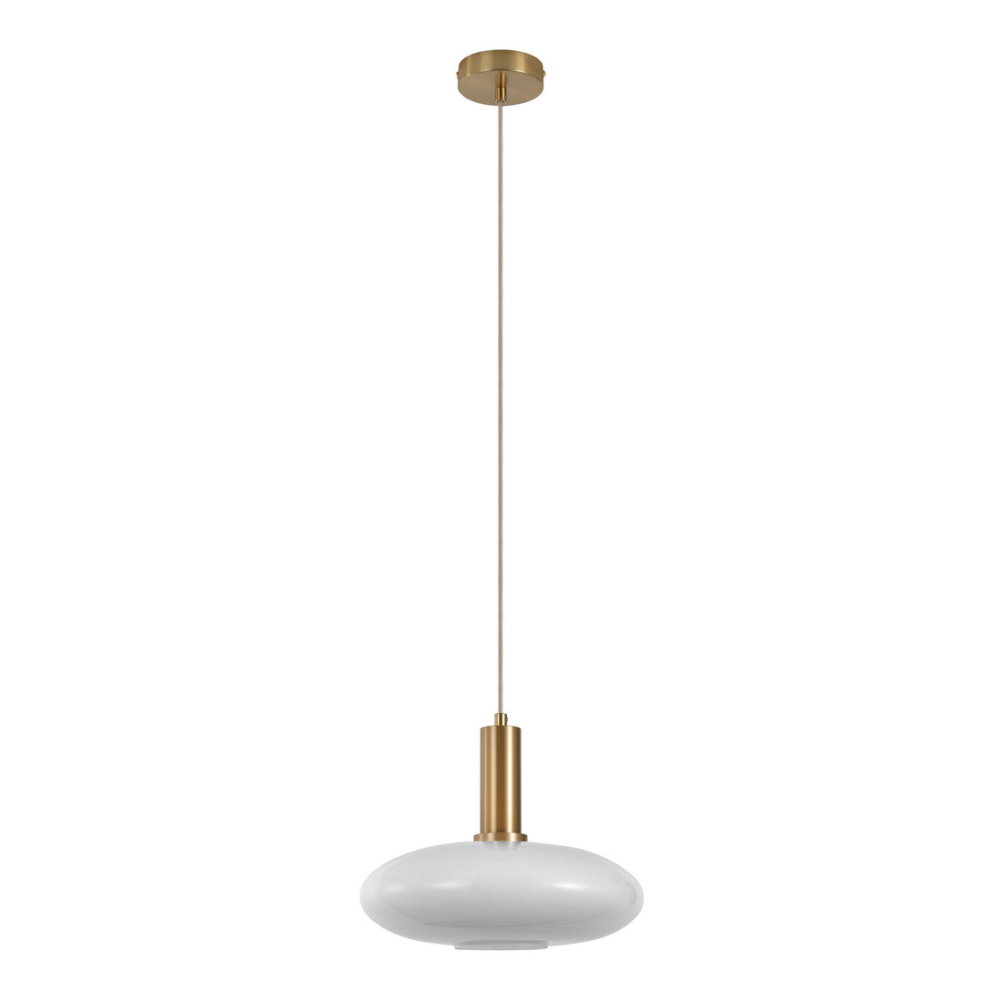 Chelsea pendant - pendant in electricity -shaped white glass and brass fring 150 cm fabric cord bulb: E27/40W - 1 - pcs