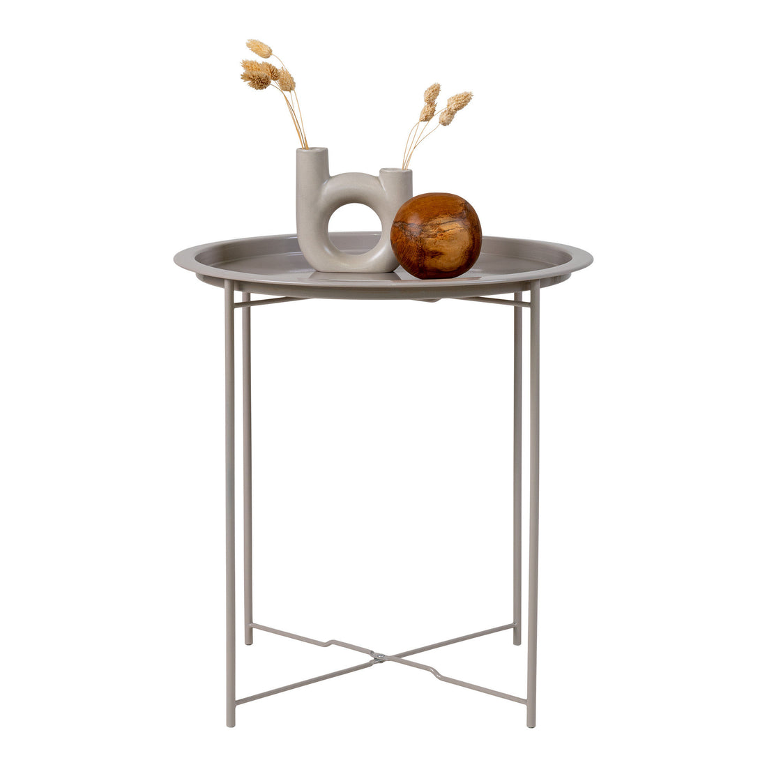 Bastia Corner Table - Corner table in beige -gray powder coated steel Ø47x50 cm - 1 - pcs