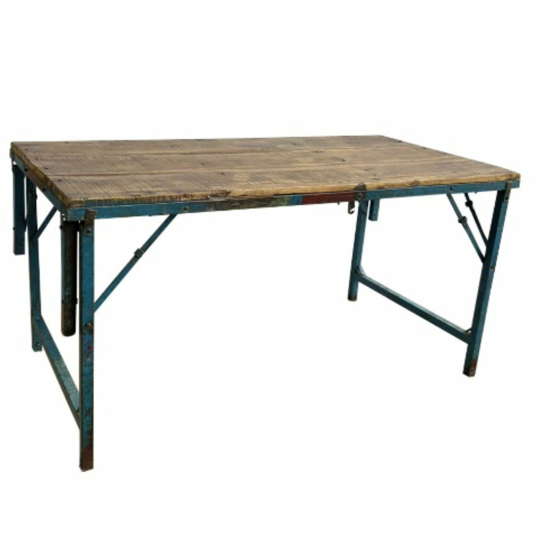 Sjælsø Nordic ORIGINAL WOOD TABLE WITH BLUE IRON LEG - BOTH DINING AND SOFA TABLE