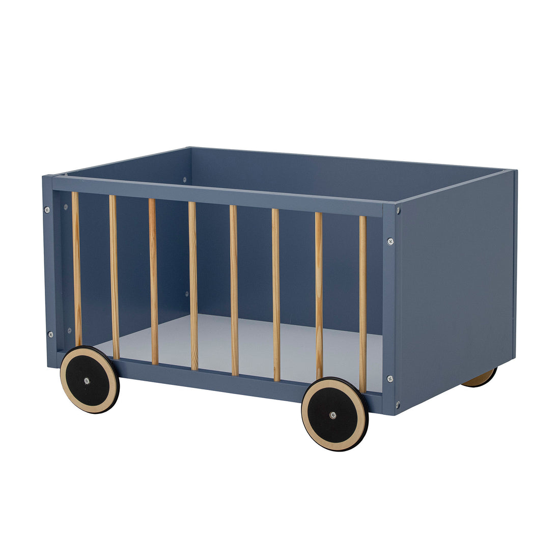 Bloomingville MINI Sebald Storage Box with Wheels, Blue, MDF
