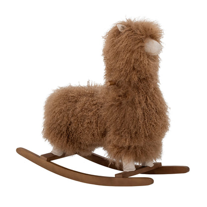 Bloomingville Mini Walde rocking horse, lama, brown, lambskin