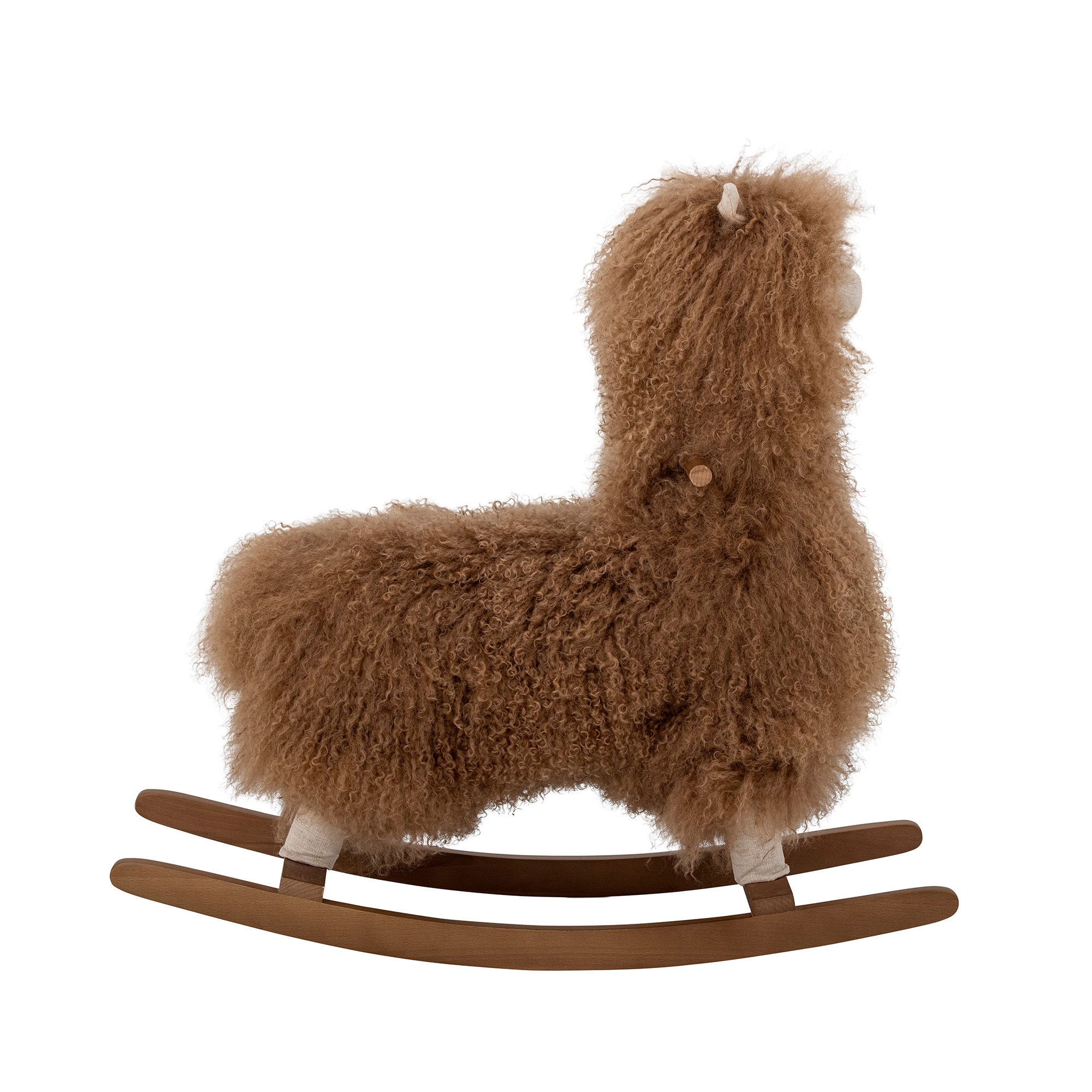 Bloomingville Mini Walde rocking horse, lama, brown, lambskin