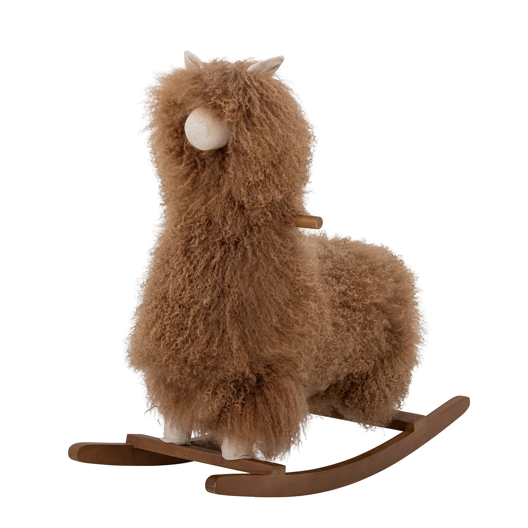 Bloomingville Mini Walde rocking horse, lama, brown, lambskin