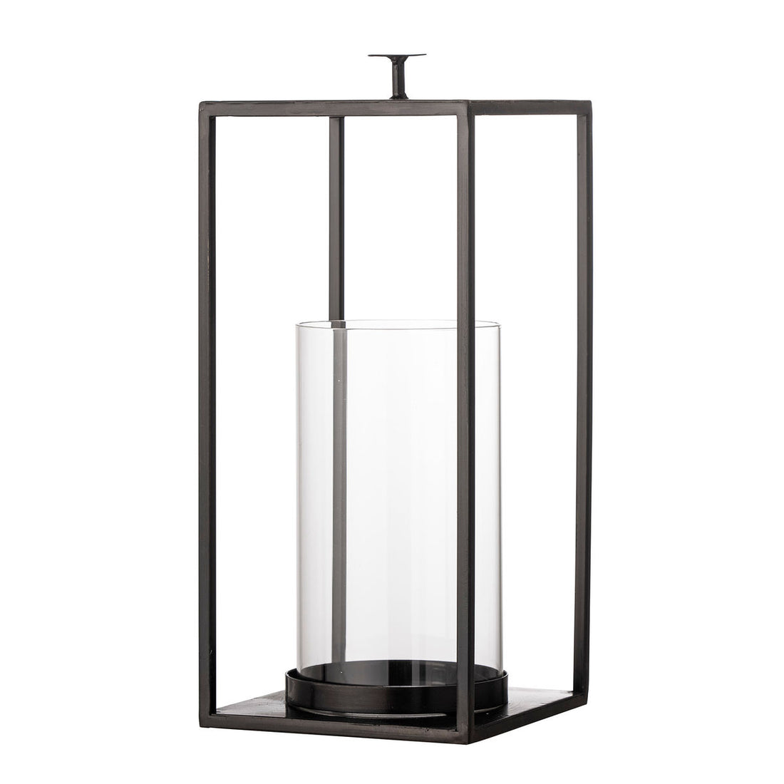 Bloomingville Udoon lantern w/glass, black, metal