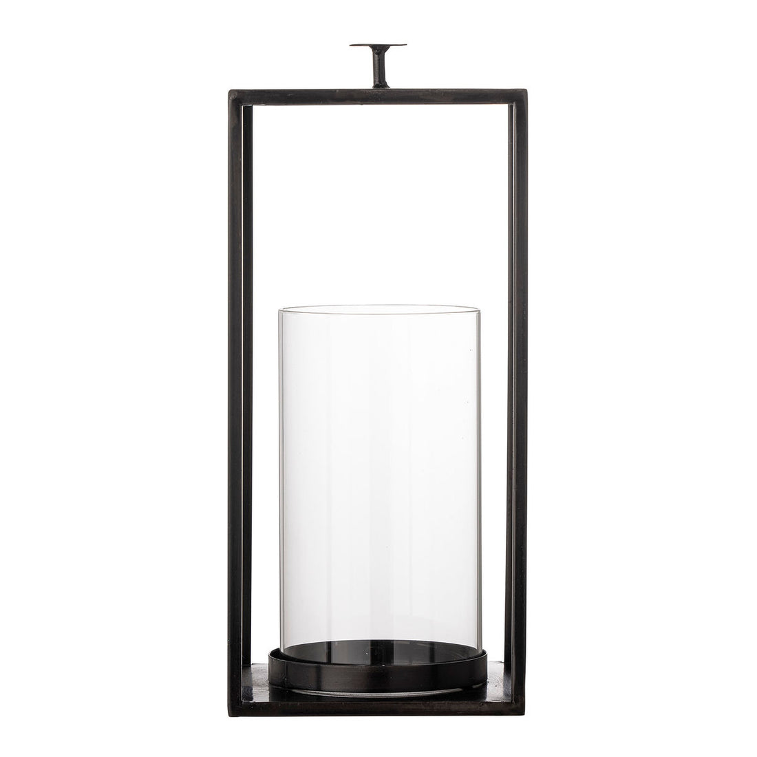 Bloomingville Udoon lantern w/glass, black, metal
