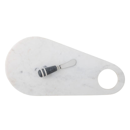 Bloomingville Abrial Cutting Board w/knife, white, marble